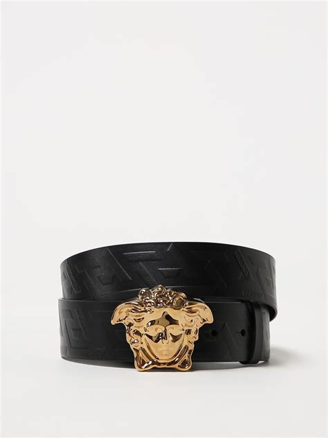 versace black and gold belt|Versace greca embossed belt.